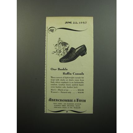1957 Abercrombie & Fitch Shoes Advertisement - Our Buckle Raffia Casuals
