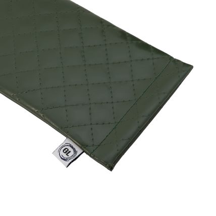Faux Leather Snap Top Glasses Sunglasses Case Holder Pouch (Dark Green)