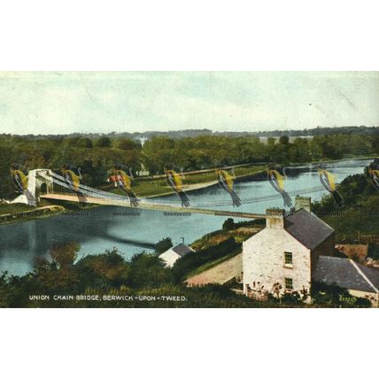 Union Chain Bridge, Berwick-Upon-Tweed, 2395 Valentine's Valcolor Postcard, 1926