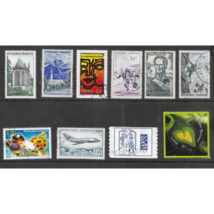 FRANCE SELECTION VIEWS PLANES HISTORY PERSONALITIES SPORT STAMPS USED @ 11p ea.