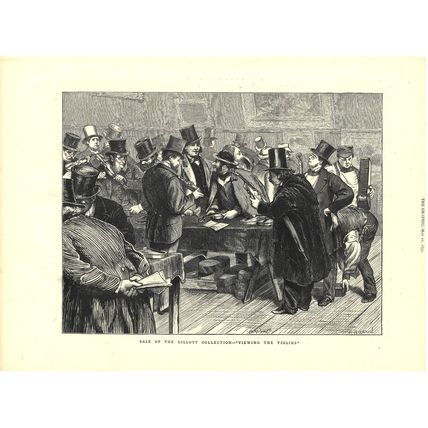 SALE OF THE GILLOTT COLLECTION - VIOLINS 1872 Horace Harral VICTORIAN ENGRAVING