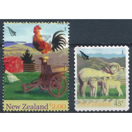 Chinese New Year, Rooster: 45c & $2 - New Zealand 2005 - F H - SG 2761 & 2763