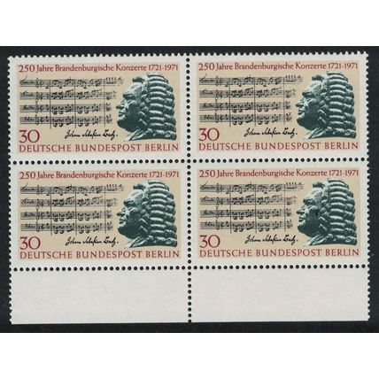 Berlin Music Bach's Brandenburg Concertos Block of 4 1971 MNH SG#B393