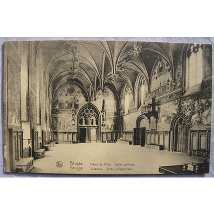 vintage postcard Hotel de Ville, Salle Gothique, Bruges