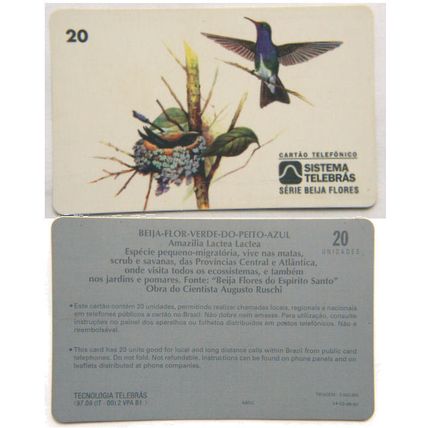 Brazil Phone Card - Beija Flor Verde Do Peito Azul
