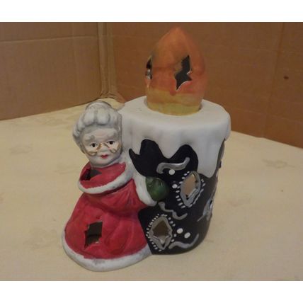 Mrs Claus & Candle Ceramic Christmas Tea Light Holder