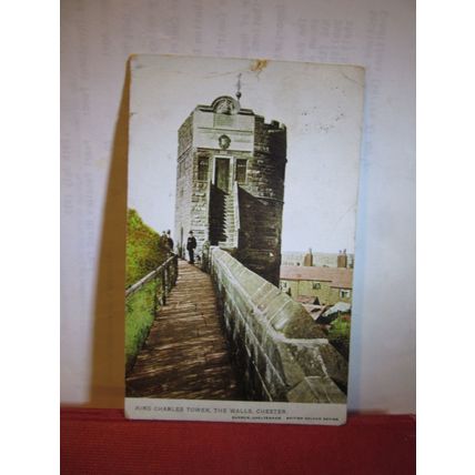 KING CHARLES TOWER, CHESTER used antique postcard by Burrow, Cheltenham 1907 pm=