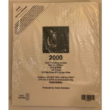 Vanishing Species Full Sealed Pad of 100 Sheets (2000 Stamps) Scott B4