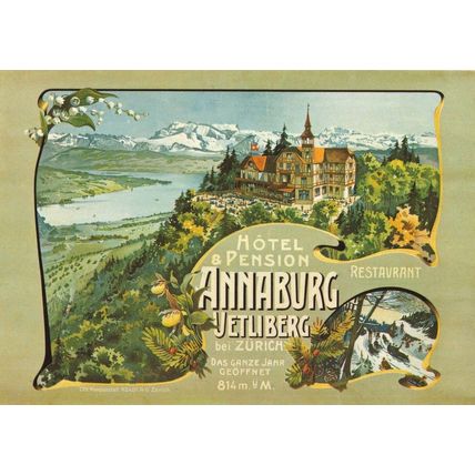 Hotel Pension Annaburg Uetliberg 1900 Zurich Switzerland Poster Postcard