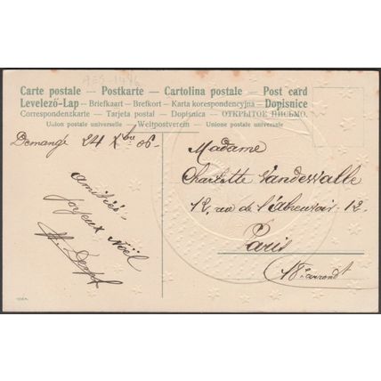 Bonne Fête - Étoiles d'Or et Croissant de Lune, 1906 - Gaufré CPA