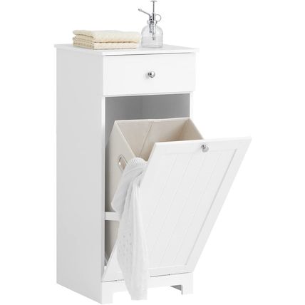 Sobuy Laundry Cabinet Bathroom Tilt-Out Hamper Unit with Drawer Hidden Basket Ch