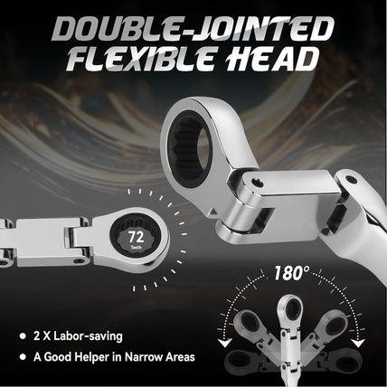 DISEN Ratchet Wrenches Set 13Pcs, Double Jointed Flex Head Ratcheting Wrench Set