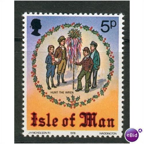 Isle of Man Stamps 1978 - SG 143 - Christmas - 5p Hunt Of The Wren MH