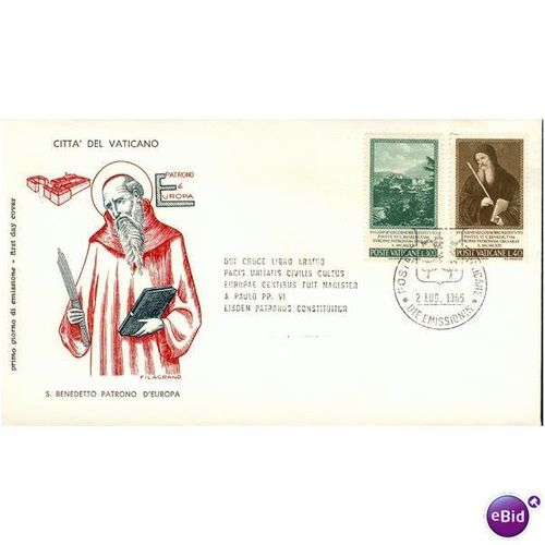 Vatican FDI cover 1965 - SG 458-459 - S. Benedetto Patrono D'Europa
