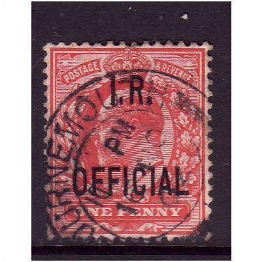 GREAT BRITAIN 1902 SG O21 1d SCARLET IR OFFICIAL FINE USED #3