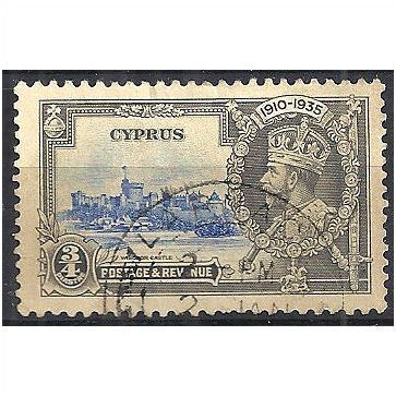 Cyprus 1935 SG144 3/4pi Ultramarine & Grey Silver Jubilee Fine Used ..