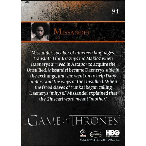 2014 Rittenhouse Game of Thrones Season 3 #94 Missandei