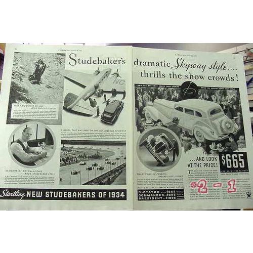 STUDEBAKER 1934 dramatic Skyway style thrills crowds car vintage ad