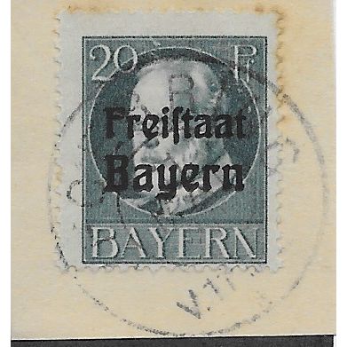 GER (BAVARIA) 1919 20pf KING LUDWIG III' (FREISTAAT)FINE USED(EBID65-477)