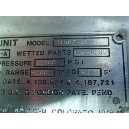 MICRO MOTION D150S-AF S/S MASS FLOW SENSOR, 1.5",HM