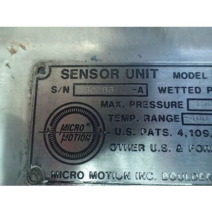 MICRO MOTION D150S-AF S/S MASS FLOW SENSOR, 1.5",HM