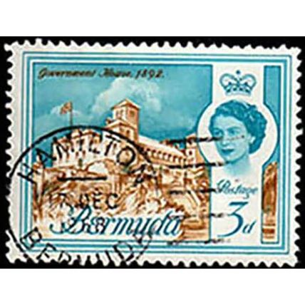 Bermuda 1962 Queen Elizabeth II 3d Used Stamp QE II Castle .