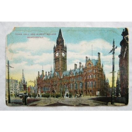 vintage postcard Town Hall & Albert Square, Manchester