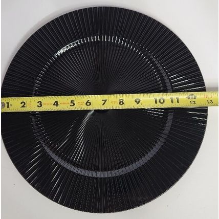 Set of 12 Elegant Black Dinner Plate Plastic Chargers 13 Inch Diameter - NEW