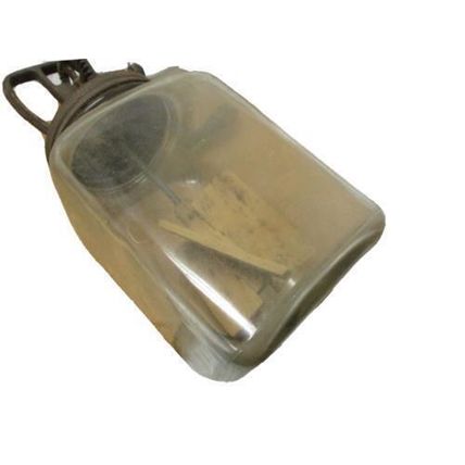 Vintage 1930s 4 Quart Butter Churn Metal Crank Wood Paddles Square Glass Jar