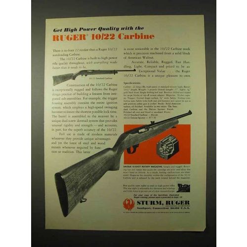 1974 Ruger 10/22 Carbine Ad - High Power Quality