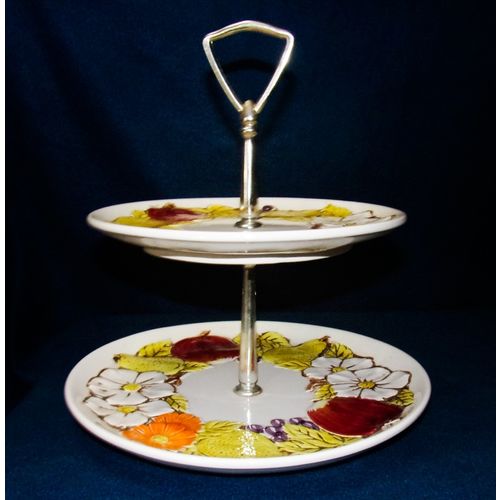Lefton Country Garden two tier tidbit 6244 flowers fruit vintage good condition