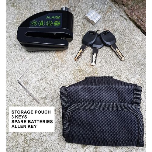 Anti-Theft Motorcycle Disc Alarm Lock with Storage / Carry Case