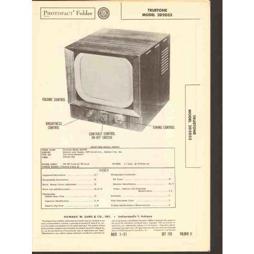 TRUETONE model 2D2053 TV television receiver Sams Photofact manual