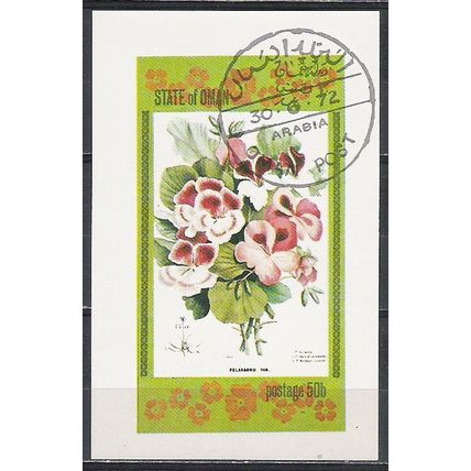 Oman bloc - Bouquet de pensees OBLITERE ( USED )