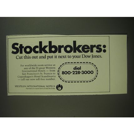 1974 Western International Hotels Ad - Stockbrokers: Cut this out and put it