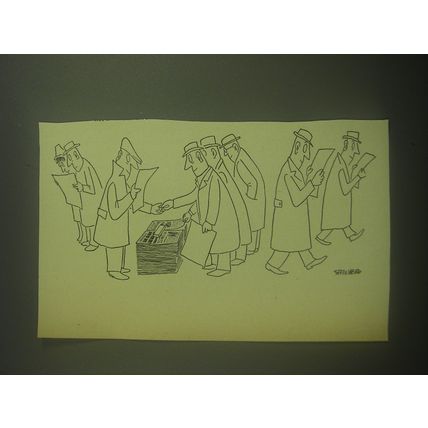 1945 Cartoon by Saul Steinberg - Newspapers