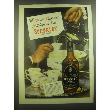 1945 Schenley Reserve Whiskey Ad - To the happiest holidays in years