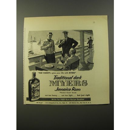 1954 Myers Jamaica Rum Advertisement - For Variety, spice your life with Myers