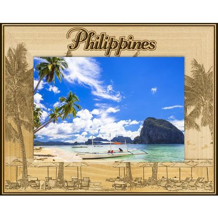 Philippines Laser Engraved Wood Picture Frame Landscape (8 x 10)