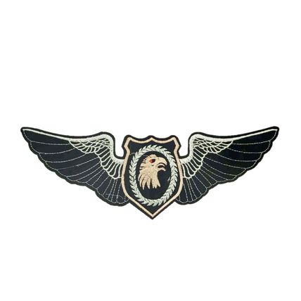 Iron On Patch Eagle Head & Wings 25 cm x 9 cm Motif Biker Punk Rock Goth P082