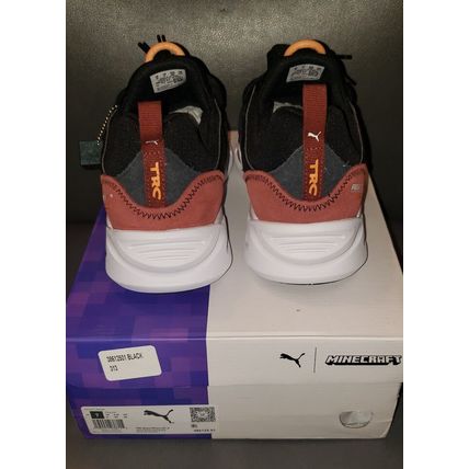 PUMA MINECRAFT TRC BLAZE ATHLETIC SNEAKERS SHOES W/ CHARM BOYS SIZE 7~NEW~BLK/GR