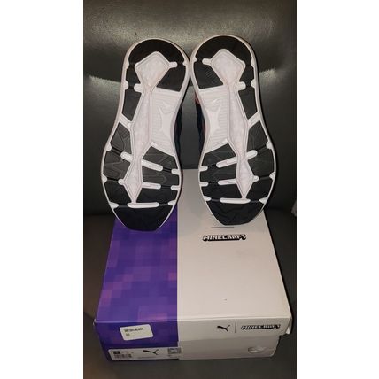 PUMA MINECRAFT TRC BLAZE ATHLETIC SNEAKERS SHOES W/ CHARM BOYS SIZE 7~NEW~BLK/GR