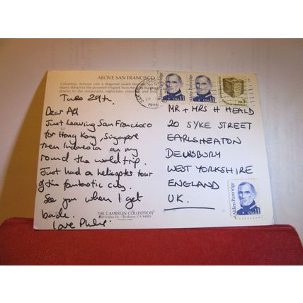 aerial view, SAN FRANCISCO, CALIFORNIA, USA.. used postcard 1986 pm #