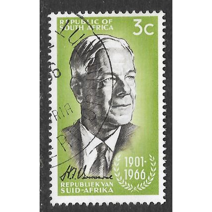 SOUTH AFRICA 1966 VERWOERD COMMEMORATION 3c USED PORTRAIT