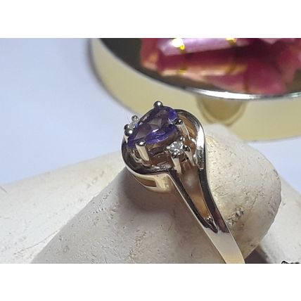 Estate .50ctw Natural Pear Cut Tanzanite & Diamond 14Kt Y/Gold swirl Ring #19466