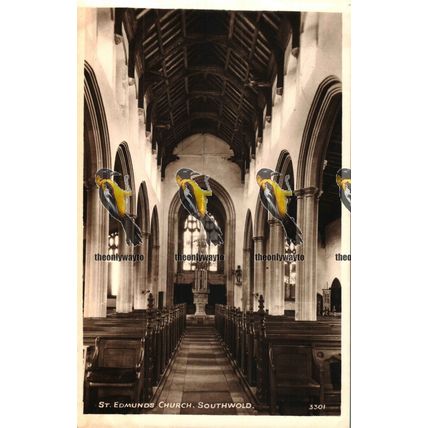 St Edmunds Church (interior), Southwold, Suffolk, RA Series RP Postcard, 1943