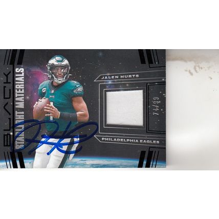 JALEN HURTS 2022 AUTOGRAPHED PHILADELPHIA EAGLES PIECE OF A GAME USED JERSEY CRD