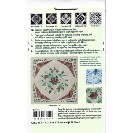 Erica Fortgens. Embossing Stencil. Patchwork 1D. Cardmaking Scrapbooking Crafts