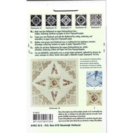 Erica Fortgens. Embossing Stencil. Patchwork 1B. Cardmaking Scrapbooking Crafts