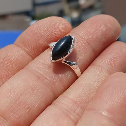 Minimalist Black Onyx silver Ring, Sterling Silver Ring, Gift, black Onyx Gem